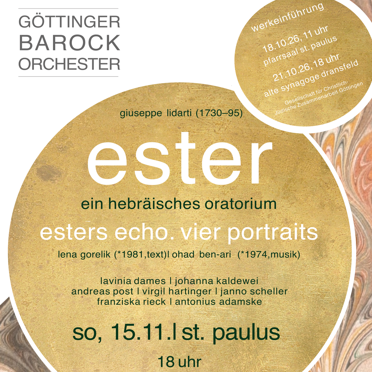 »Ester. Ein hebräisches Oratorium im Dialog mit der Zeit«, Göttinger Barockorchester  